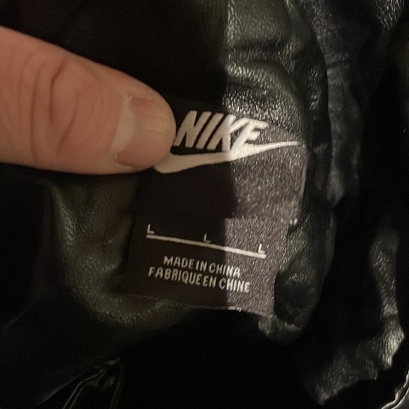Vintage Leather Nike Jacket Black Large - Picture 2 of 3